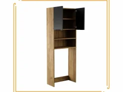 Armario de baño sobre lavadora y secadora, columna de almacenamiento para electrodomésticos en roble negro.^ Best