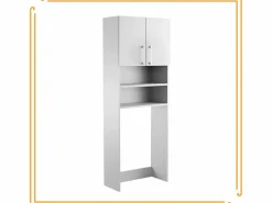 Armario de baño sobre lavadora y secadora, columna de almacenamiento de electrodomésticos en color . Blanco Hot