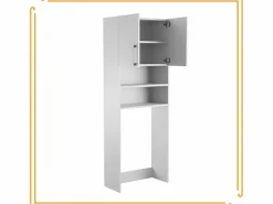 Armario de baño sobre lavadora y secadora, columna de almacenamiento de electrodomésticos en color . Blanco Hot