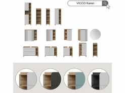 Vicco Mueble De Pared Para Baño|Armario de baño sonoma/blanco 50x20x75 karen