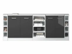 Vicco Armario de cocina para techo inclinado antracita alto brillo 210x46x81.6 r-line Gris antracita New