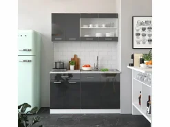 Vicco Armario de cocina para techo inclinado antracita alto brillo 210x46x81.6 r-line Gris antracita New
