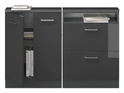 Vicco Armario Para Buhardilla|Armario de cocina para techo inclinado antracita alto brillo 120x46x81.6 r-line