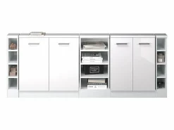 Vicco Armario de cocina para techo inclinado alto brillo 210x46x81.6 r-line Blanco New
