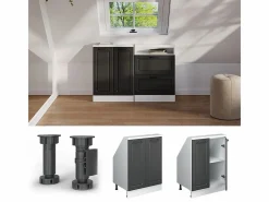Vicco Armario de cocina para techo inclinado antracita casa de campo 60x46x81.6 r-line Gris antracita Outlet