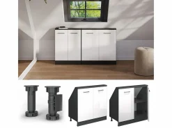 Vicco Armario de cocina para techo inclinado alto brillo 80x46x81.6 r-line Blanco Online