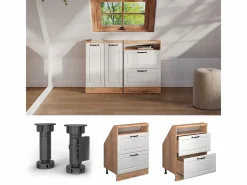 Vicco Armario de cocina para techo inclinado blanco casa de campo 60x46x81.6 r-line Blanco roto New