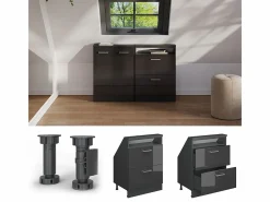 Vicco Armario de cocina para techo inclinado antracita alto brillo 60x46x81.6 r-line Gris antracita Clearance