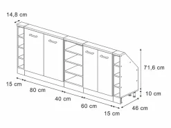 Vicco Armario Para Buhardilla|Armario de cocina para techo inclinado antracita alto brillo 210x46x81.6 r-line
