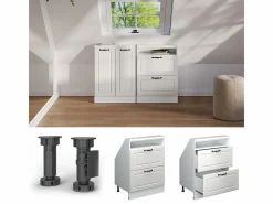 Vicco Armario Para Buhardilla|Armario de cocina para techo inclinado blanco casa de campo 60x46x81.6 r-line