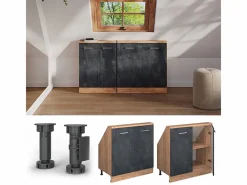 Vicco Armario de cocina para techo inclinado hormigón 80x46x81.6 r-line Negro Online