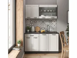 Vicco Armario de cocina para techo inclinado blanco casa de campo 210x46x81.6 r-line Blanco roto