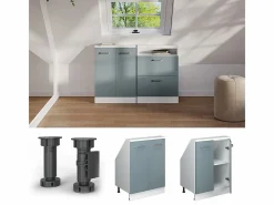Vicco Armario de cocina para techo inclinado gris ado 60x46x81.6 r-line Azul Clearance
