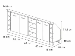 Vicco Armario Para Buhardilla|Armario de cocina para techo inclinado blanco casa de campo 210x46x81.6 r-line