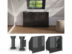 Armario de cocina para techo inclinado antracita alto brillo 80x46x81.6 r-line^Vicco Hot
