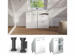Vicco Armario Para Buhardilla|Armario de cocina para techo inclinado alto brillo 60x46x81.6 r-line