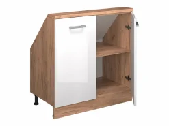 Vicco Armario de cocina para techo inclinado alto brillo 80x46x81.6 r-line Blanco