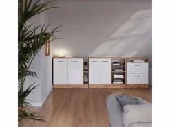 Vicco Armario de cocina para techo inclinado alto brillo 80x46x81.6 r-line Blanco