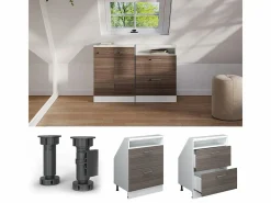 Vicco Armario Para Buhardilla|Armario de cocina para techo inclinado gris noble 60x46x81.6 r-line