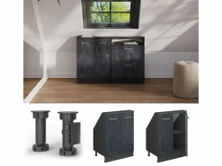 Vicco Armario Para Buhardilla|Armario de cocina para techo inclinado hormigón 60x46x81.6 r-line