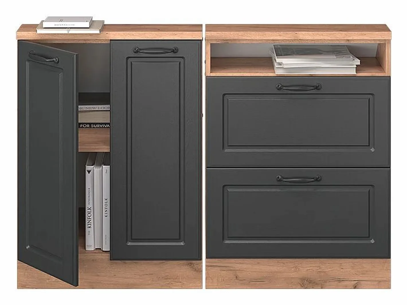 Vicco Armario Para Buhardilla|Armario de cocina para techo inclinado antracita casa de campo 120x46x81.6 r-line