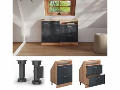 Vicco Armario de cocina para techo inclinado hormigón 60x46x81.6 r-line Negro Best