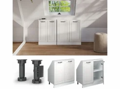 Vicco Armario de cocina para techo inclinado blanco casa de campo 80x46x81.6 r-line Blanco roto Best