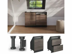 Vicco Armario de cocina para techo inclinado gris noble 60x46x81.6 r-line Gris claro Best