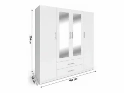 Saldosystocks Armario|Armario de Dormitorio 4 Puertas W, con Espejo,