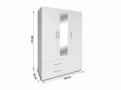 Saldosystocks Armario de Dormitorio 3 Puertas W, con Espejo, Blanco Outlet