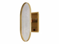 Mueble De Pared Para Baño|Armario de espejo ovalado de pared con estructura de metal y estantes ajustables, para baño, salón y dormitorio, (91 x 61 x 12 cm)