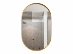 Mueble De Pared Para Baño|Armario de espejo ovalado de pared con estructura de metal y estantes ajustables, para baño, salón y dormitorio, (91 x 61 x 12 cm)