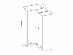 Armario de esquina 3 puertas L132 cm en color - LISTOWEL^Vente-unique Clearance