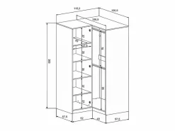 armario de esquina 2 puertas L109 cm blanco y natural claro - LAMIKI^Vente-unique Discount
