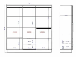 Vente-unique Armario de esquina de 8 puertas y 2 cajones Ancho 263 cm en - FEOVA Blanco Online