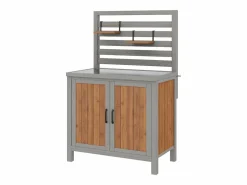 Merax Armario de jardín de madera - 80 x 51 x 148,5 cm - con encimera + estantes + 2 puertas - natural Color natural claro Online