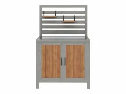 Merax Armario de jardín de madera - 80 x 51 x 148,5 cm - con encimera + estantes + 2 puertas - natural Color natural claro Online