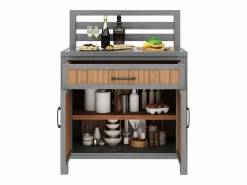 Armario de jardín de madera - 80 x 51 x 119 cm - con encimera + cajón + 2 puertas - natural^Merax Best