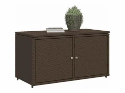 Armario de jardín marrón de resina tejida, 110 x 55 x 60,5 cm.^ New