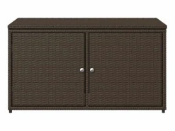 Armario de jardín marrón de resina tejida, 110 x 55 x 60,5 cm.^ New