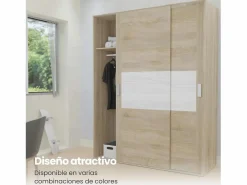 Muebles Niño|Armario de Madera con 2 Puertas Correderas y Altillo – Puccini Andersen, Ideal para Dormitorios de Matrimonio e Infantiles, 150x208x55 cm