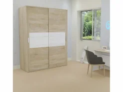 Muebles Niño|Armario de Madera con 2 Puertas Correderas y Altillo – Puccini Andersen, Ideal para Dormitorios de Matrimonio e Infantiles, 150x208x55 cm