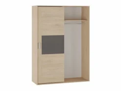 Muebles Niño|Armario de Madera con 2 Puertas Correderas y Altillo – Puccini Grafito, Ideal para Dormitorios de Matrimonio e Infantiles, 150x208x55 cm