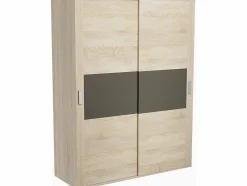 Muebles Niño|Armario de Madera con 2 Puertas Correderas y Altillo – Puccini Grafito, Ideal para Dormitorios de Matrimonio e Infantiles, 150x208x55 cm