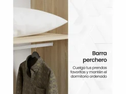 Muebles Niño|Armario de Madera con 2 Puertas Correderas y Altillo – Puccini Grafito, Ideal para Dormitorios de Matrimonio e Infantiles, 150x208x55 cm