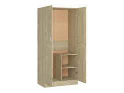 Armario Abierto, Vestidor|Armario de madera contrachapada color roble 82,5x51,5x180 cm ES392909