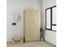Armario Abierto, Vestidor|Armario de madera contrachapada color roble 82,5x51,5x180 cm ES392909