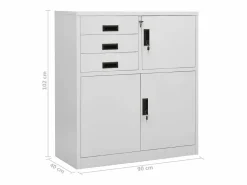 vidaxl Armario de oficina de acero claro 90x40x102 cm Gris Sale