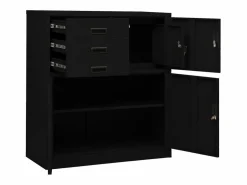 vidaxl Armario de oficina de acero 90x40x102 cm Negro