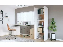 vidaxl Armario de oficina de madera contrachapada 60x32x190 cm Blanco Clearance